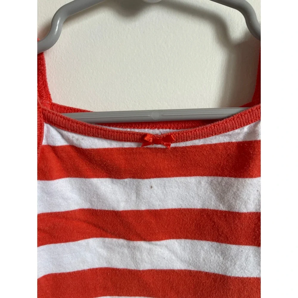 Carters Baby Girl Red White Striped Ruffle Strap Bodysuit 12 Months